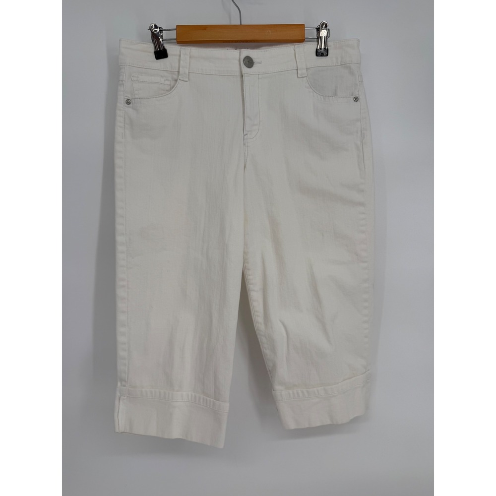Style & Co Petite White Denim Capris Embroidered Back Pockets Sz 12P